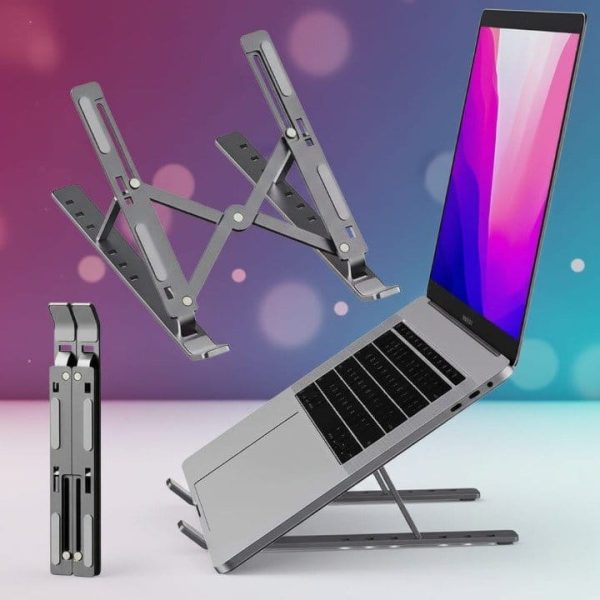 Speed-X Professional Adjustable Aluminum Laptop Stand – Heavy Duty 16 Inch Height, Foldable & Portable (6 Angles)