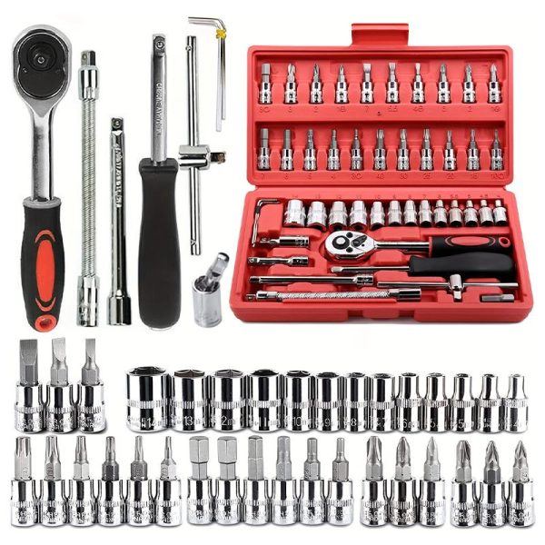 Alternative view of 46-Piece Professional Socket Wrench Tool Set with Ratchet Handle