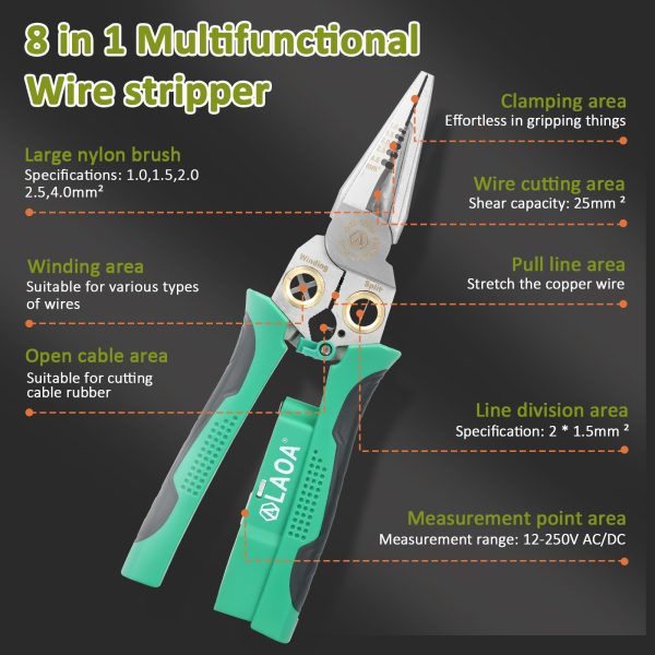 Alternative view of 8-in-1 Wire Stripper & Voltage Tester – Multi-Purpose Electrical Tool for Professionals