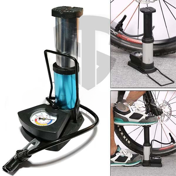 Alternative view of Foot And Hand Air Pump With Air Pressure Gauge – Fast Portable Car Bike And Cycle Inflator For Tires Balls And Inflatables