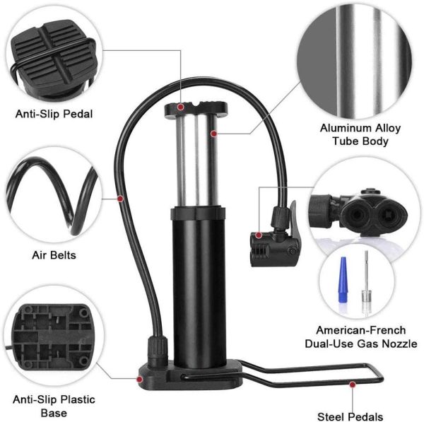 Alternative view of High Pressure Foot Air Pump – Heavy-Duty Mini Foot Pump for Bicycle, Ball, Scooter, Car & Inflatable Toys (Without Gauge) (Random Color)