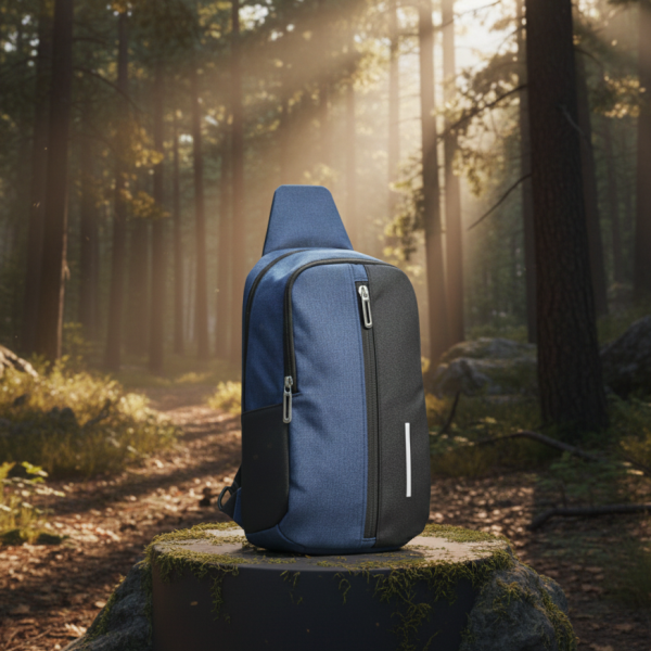 Alternative view of Blue And Black Sling Backpack Providing Durable Quality With Comfortable Carry Stylish Design