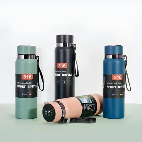 Alternative view of 316 Medical Grade Stainless Steel Double Walled Vacuum Insulated Leak Proof Sport Water Bottle with Durable Nylon Carrying Strap 800ml (random colour)