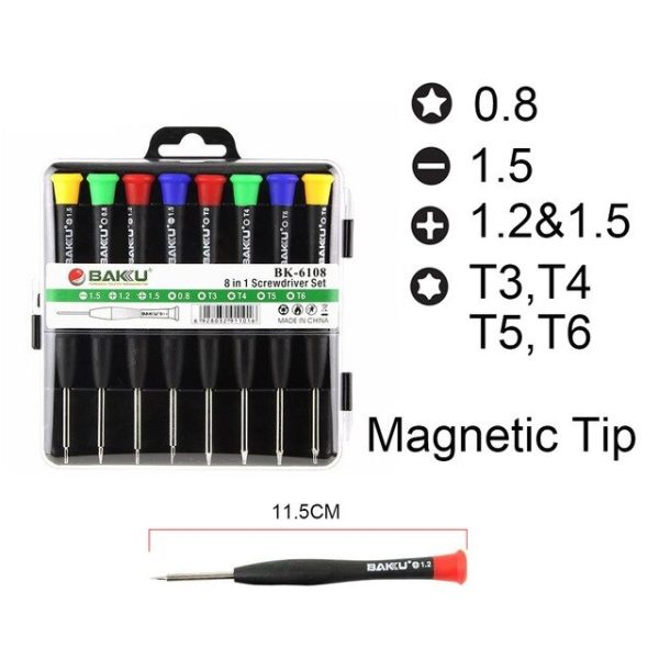 Alternative view of Screwdriver Set 8 in 1 SW‑6308A | Mobile Repairing Kit | Torx, Star, Cross & Slotted Screwdrivers