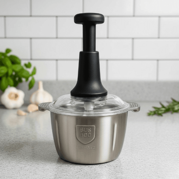 Assorted Stainless Steel Manual Food Chopper 2L – Multi Purpose Vegetable Fruit And Nut Cutter With Hand Push Blades