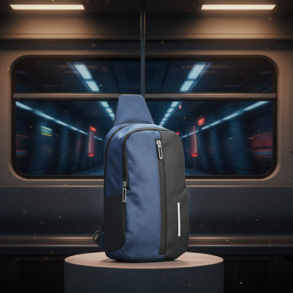 Blue And Black Sling Backpack Providing Durable Quality With Comfortable Carry Stylish Design