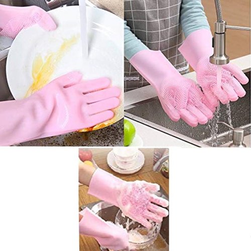 Alternative view of Silicone Washing Full Finger Gloves - For Home (Random Colors)