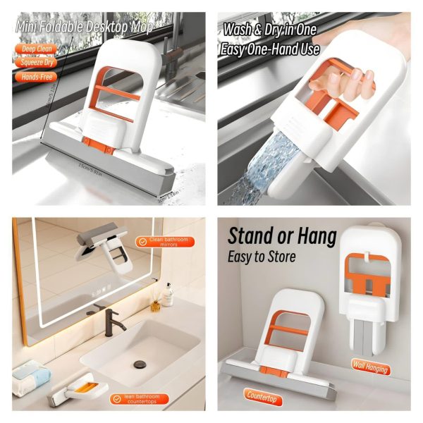 Alternative view of Foldable Desktop Mini Sponge Mop | Portable Wet & Dry Cleaning for Kitchen, Bathroom, Car & Glass