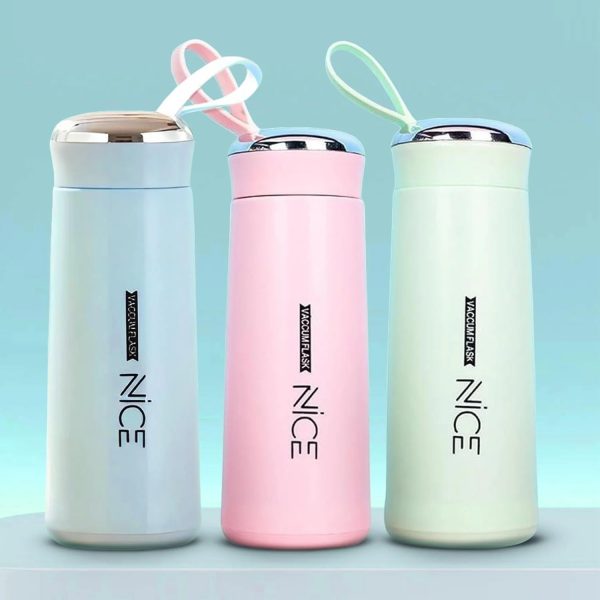 Alternative view of BPA Free Glass Water Bottle | 400ml Portable Tumbler | With Protective Plastic Shell | For School, Gym, Home & Office (Random colour)