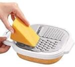 3-in-1 Cheese Grater with Storage Container, 3 Blades, Non-Stick Coating, Fruit & Vegetable Slicer Peeler-1Pc - Image 4