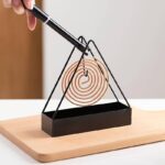 1 Pcs Simple Triangle-shaped Iron Mosquito Coil Holder Creative Hanging Or Standing Incense Burner Only Black - Image 3