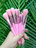 13 Pieces Soft Fluffy Makeup Brush Set - Cosmetics Brush Set - Makeup Brush Kit - Blush and Powder Brushes - Makeup Brushes for Foundation - Pink Color - Without Box - Image 7